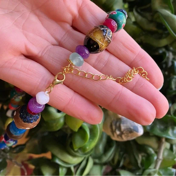 NATURAL LIFE Bohemian Summer Chunky Multicolored Beaded Necklace - Picture 2 of 5